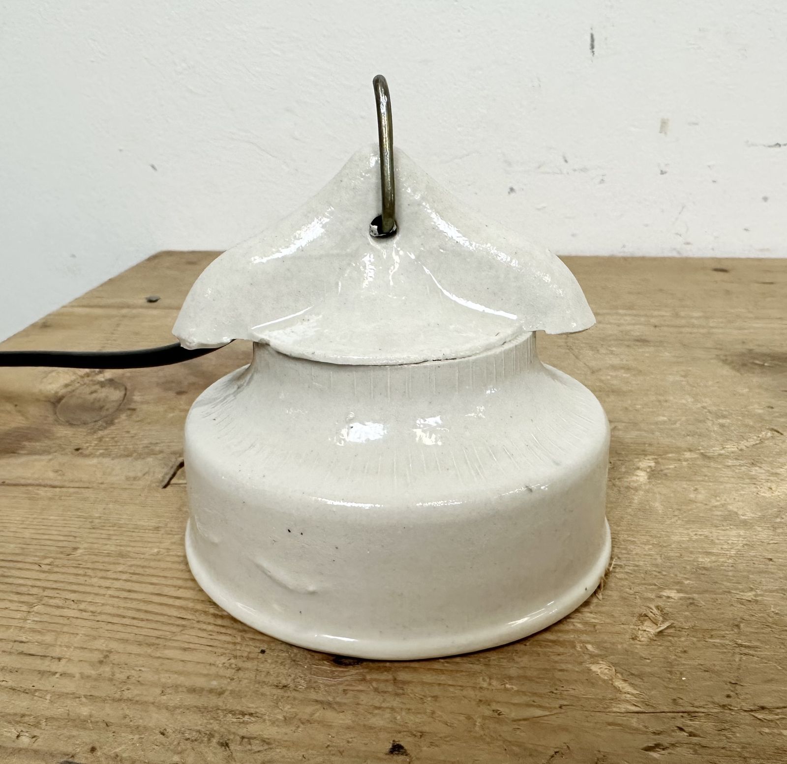 photo for sale Vintage White Porcelain Pendant Light, 1970s, 15x