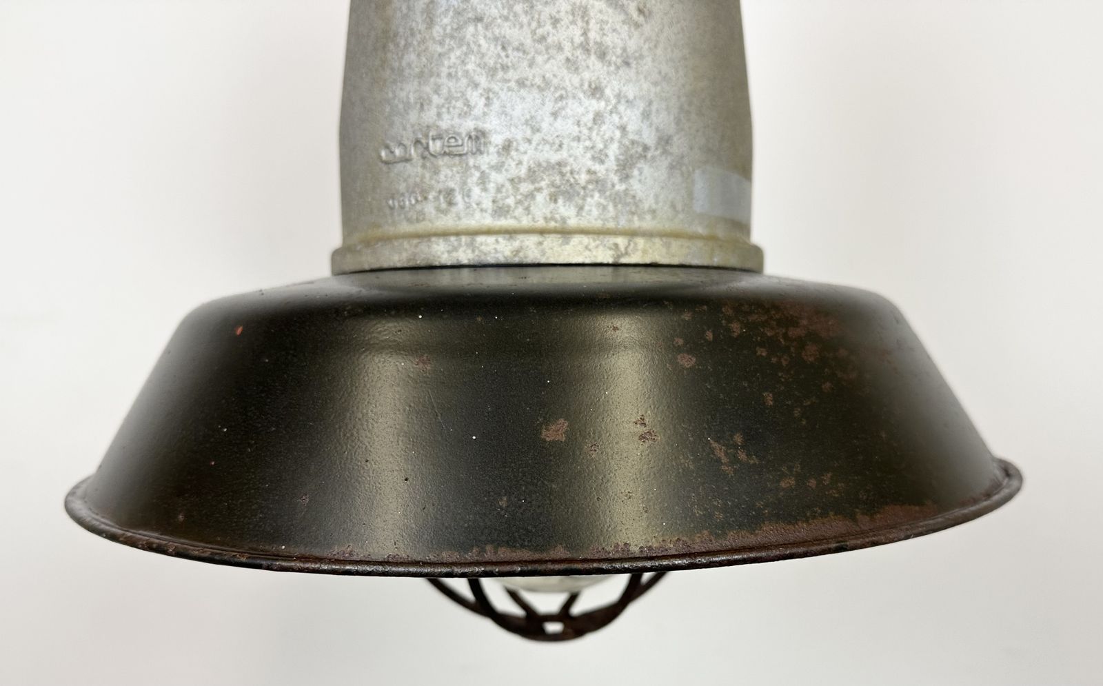 Italian Industrial Black Enamel Cage Pendant Light From Cortem Milano, 1960s photo furniture