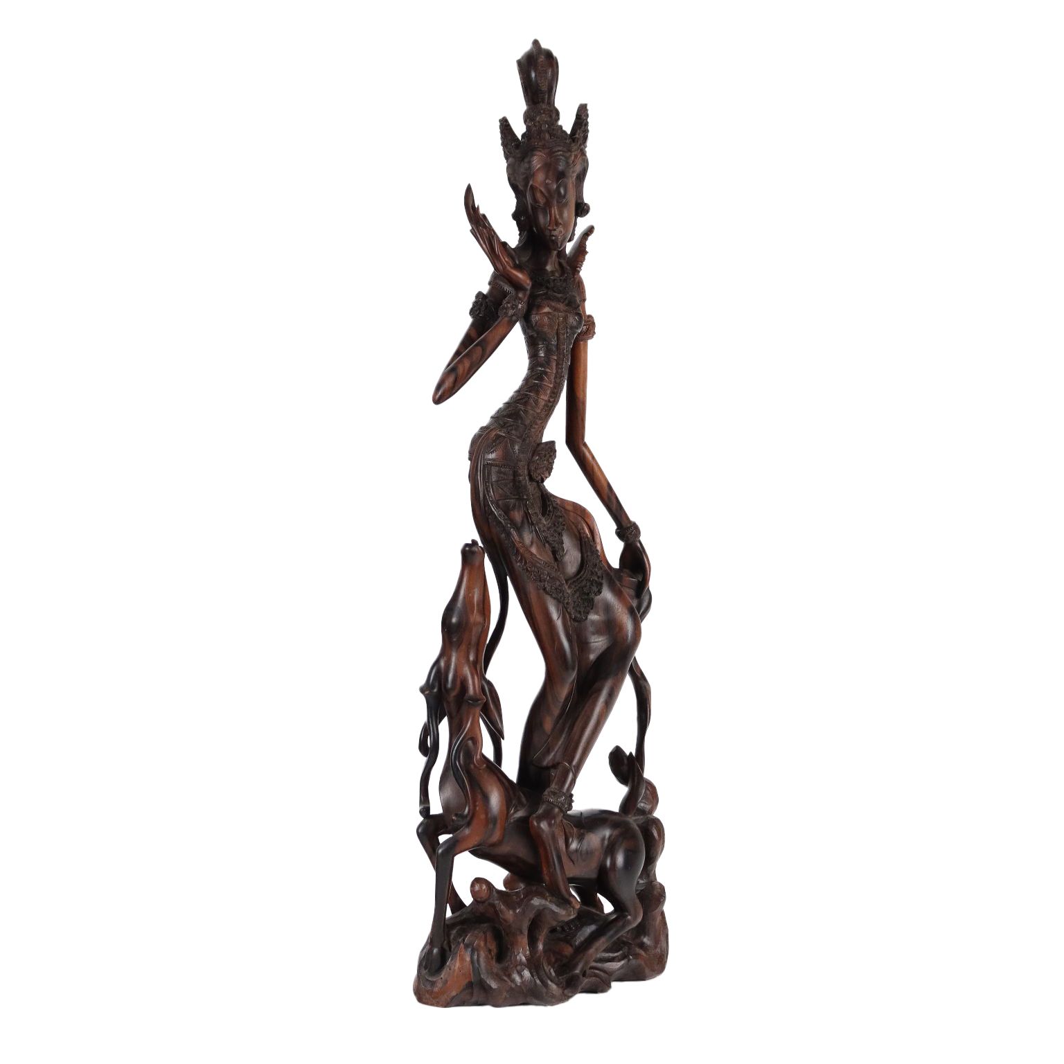 Ancient Sculpture Of A Girl Second Half Of The XX Century Teak