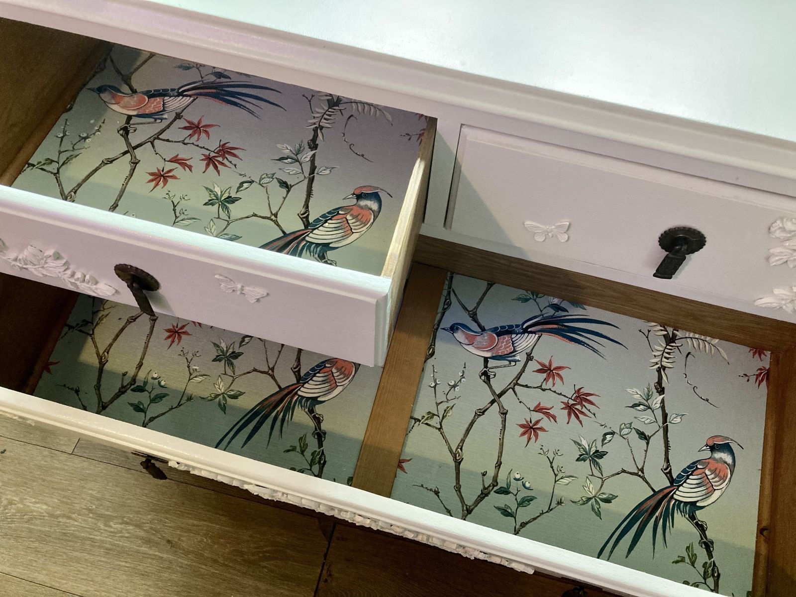Beautiful Bespoke Hand Decorated Dresser Drawers photo vinterior