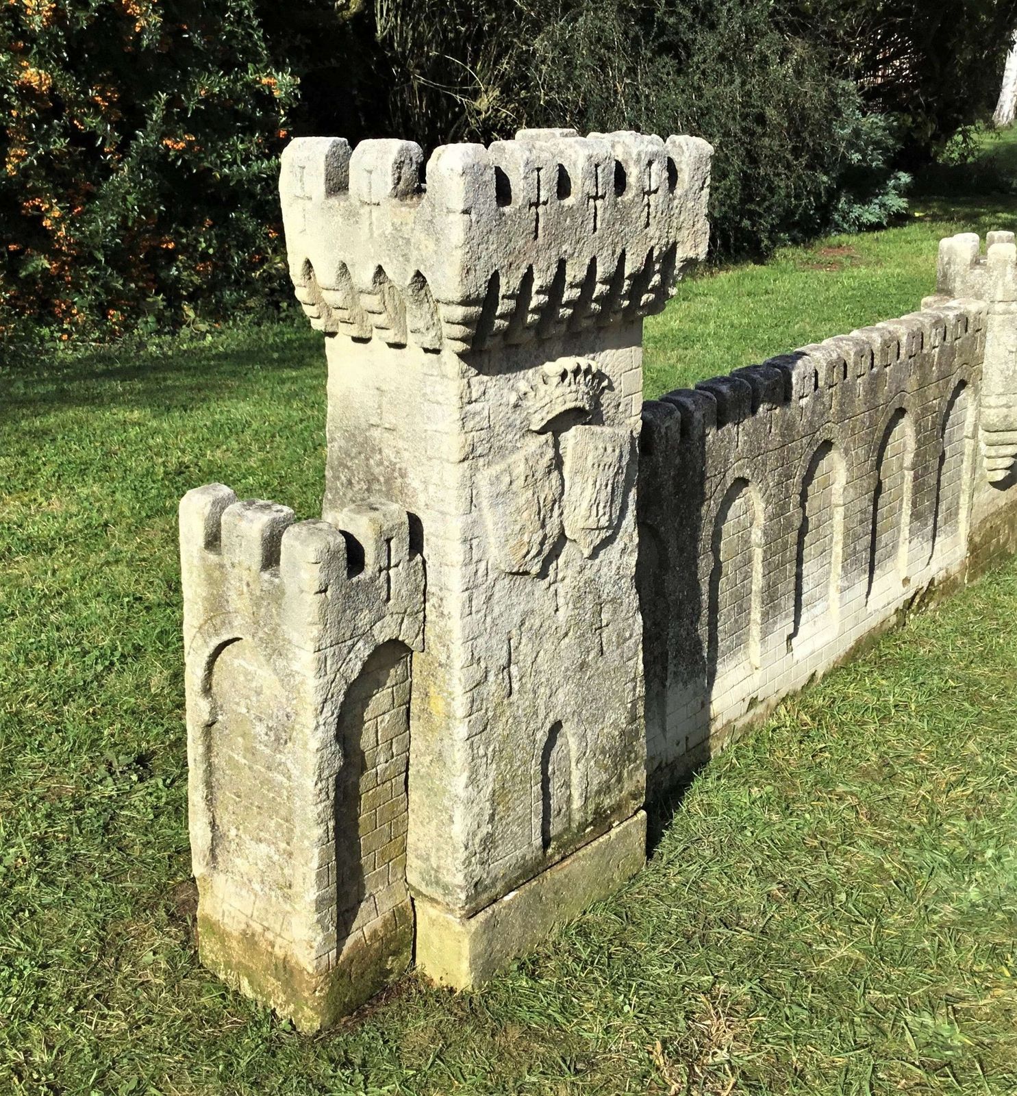 photo buy C18th Carved Stone 19ft Scale Replica Of A Castle / Chateau Wall