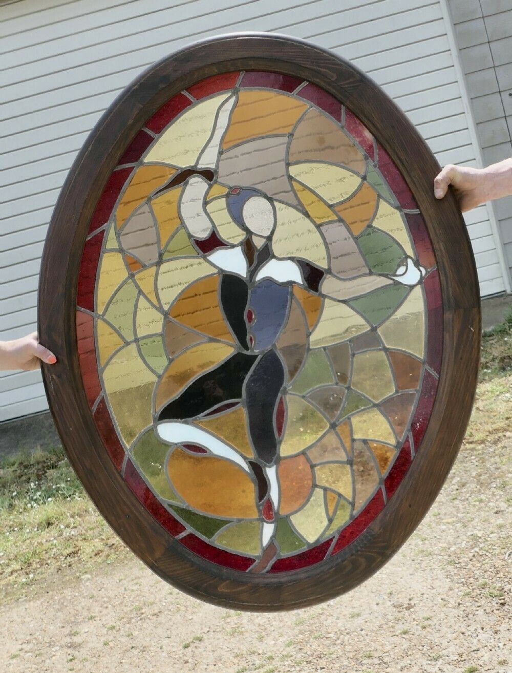 Large French Art Deco Stained Glass Panel For A Window Or Door photo Home Fixtures