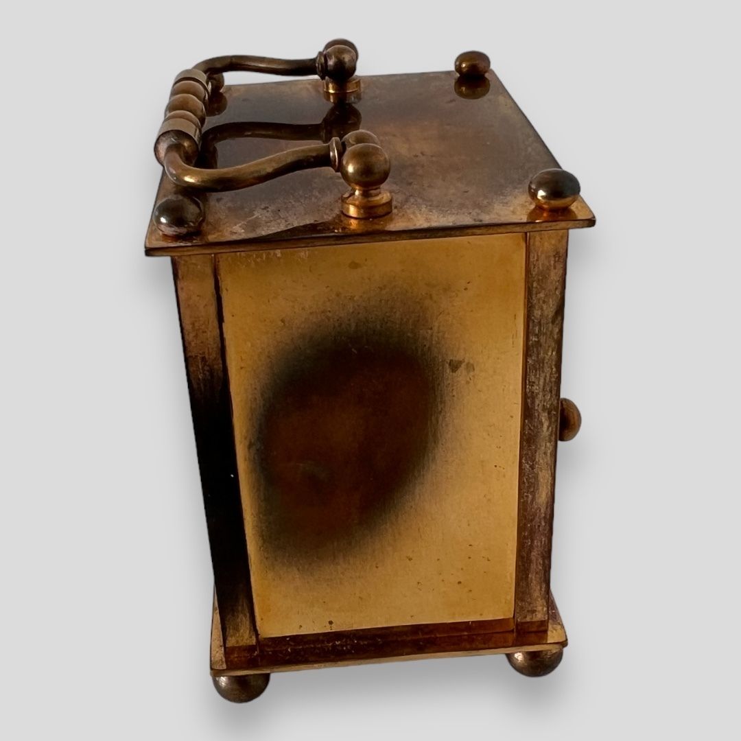 A Late C19th French Brass Carriage Clock, With Original Leather Travel Case photo vinterior