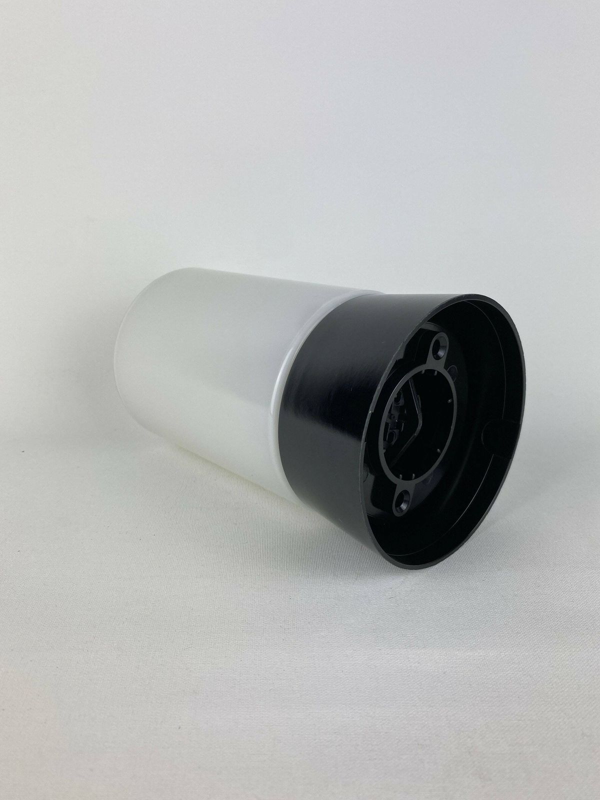 White Cilinder Shaped Art Deco Raak Ceiling Light With Black Fixture photo for sale