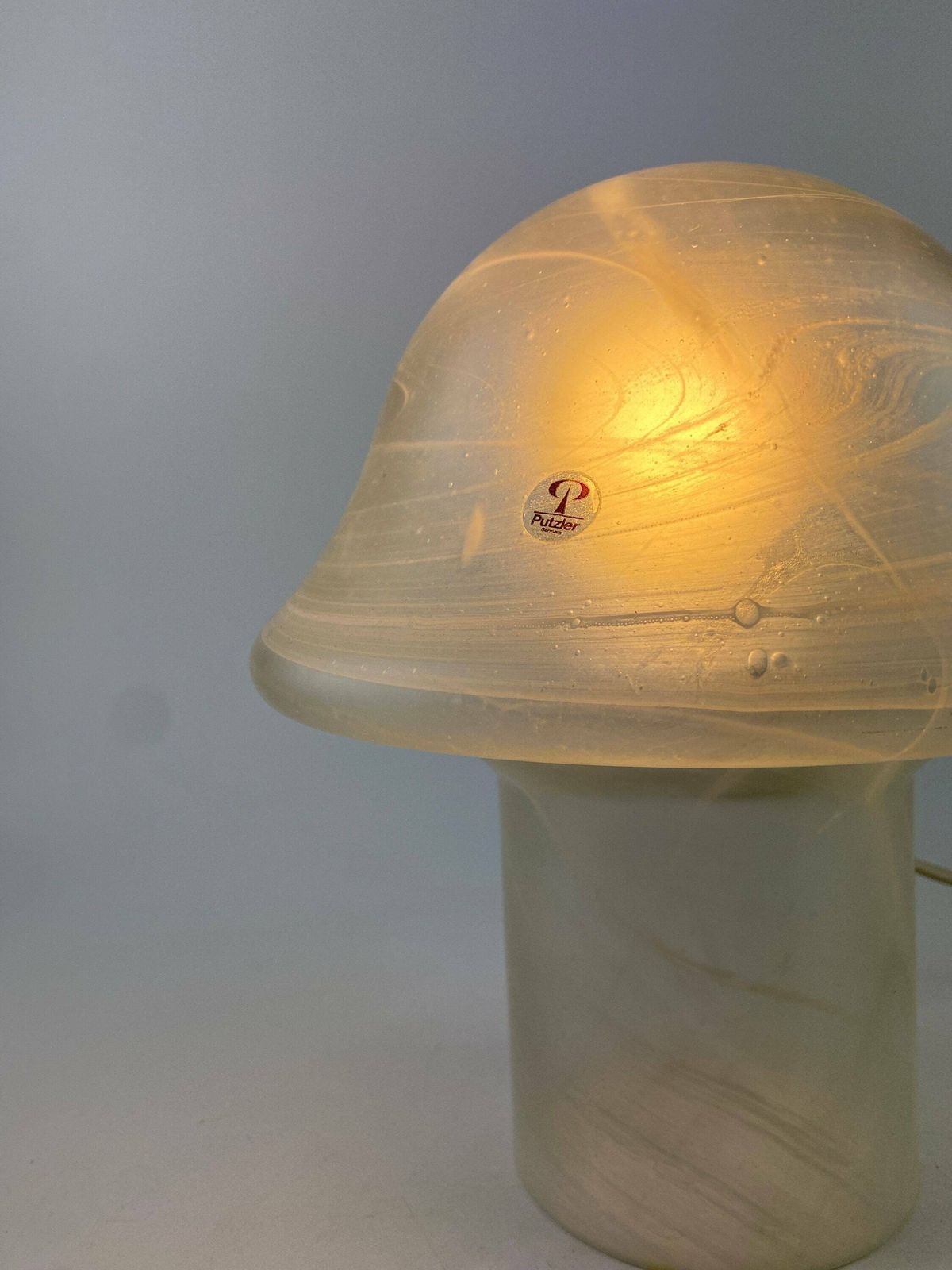 White Clear Glass Peill And Putzler Mushroom Table Lamp 1970 photo furniture