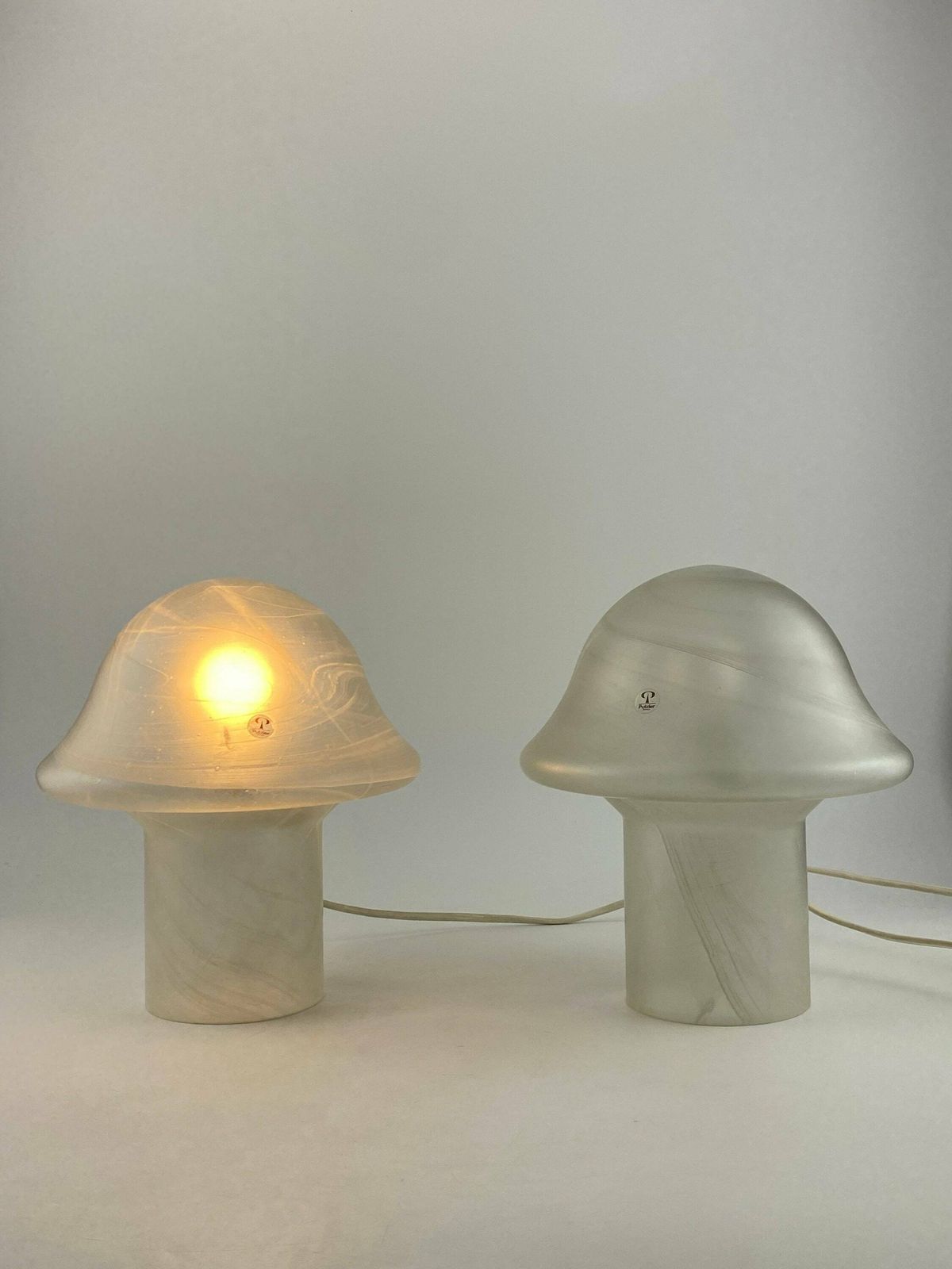 photo for sale White Clear Glass Peill And Putzler Mushroom Table Lamp 1970