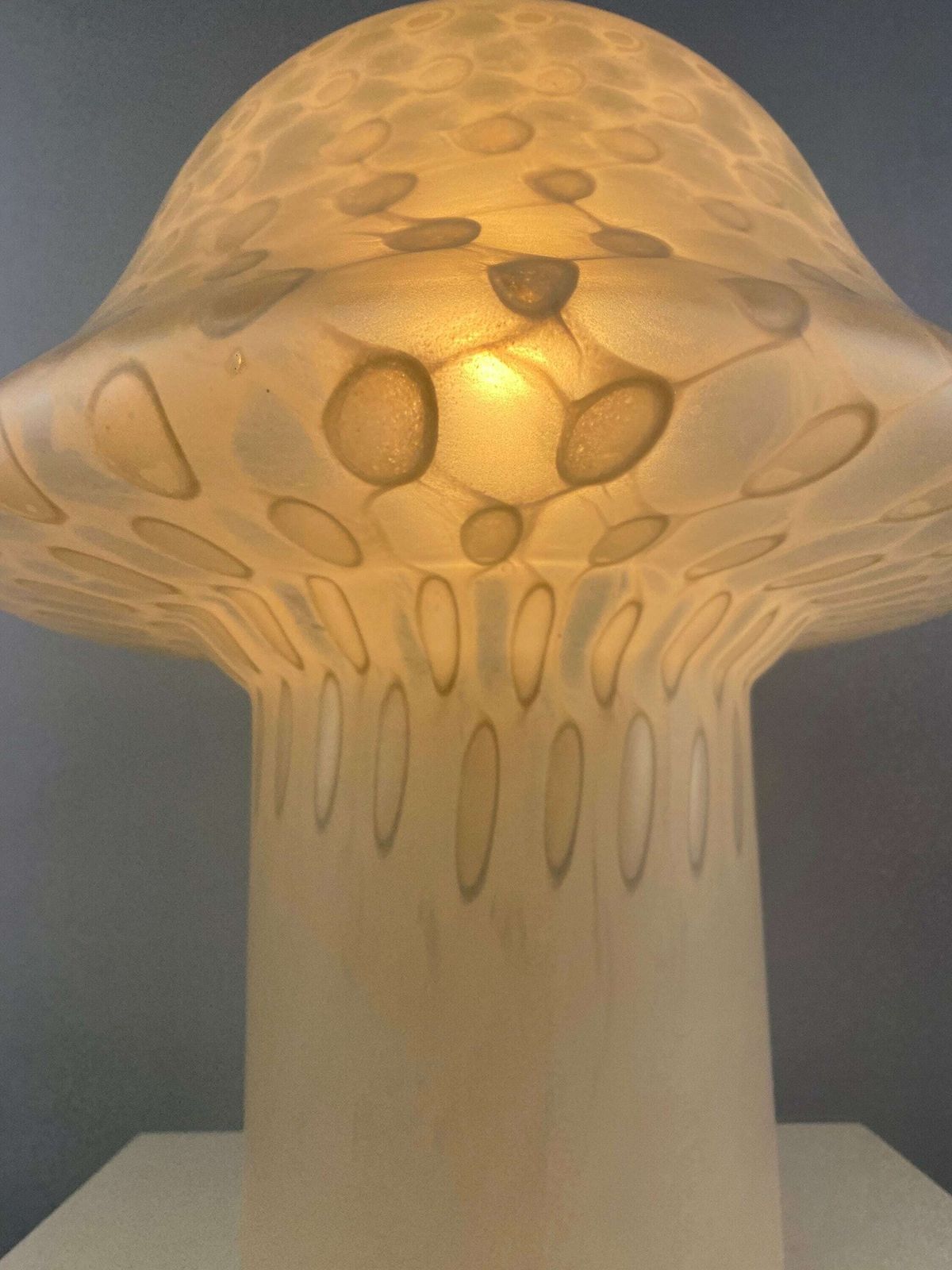 Large White Glass Peill And Putzler Mushroom Table Lamp Xl 1970 photo vinterior