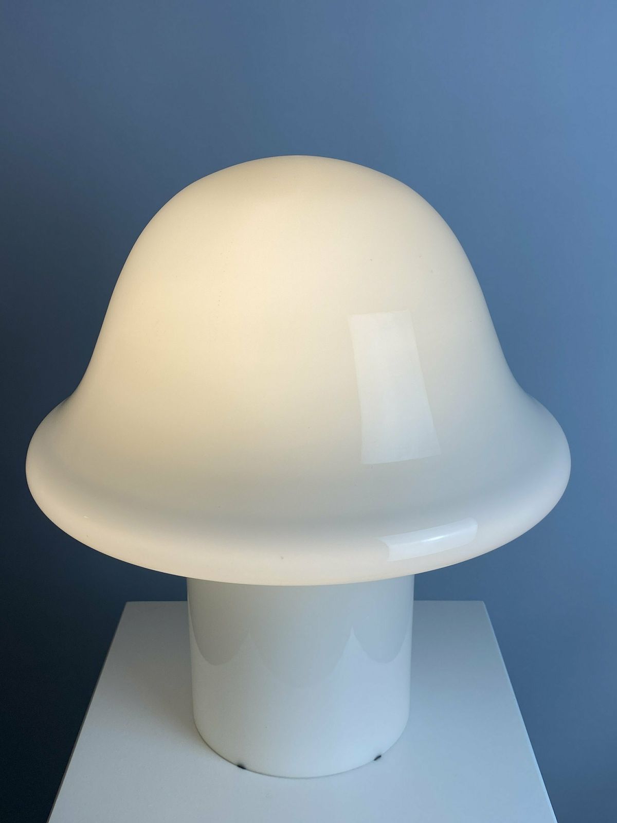Large Fully White Glass Peill And Putzler Mushroom Table Lamp Xl 1970 photo 572.0