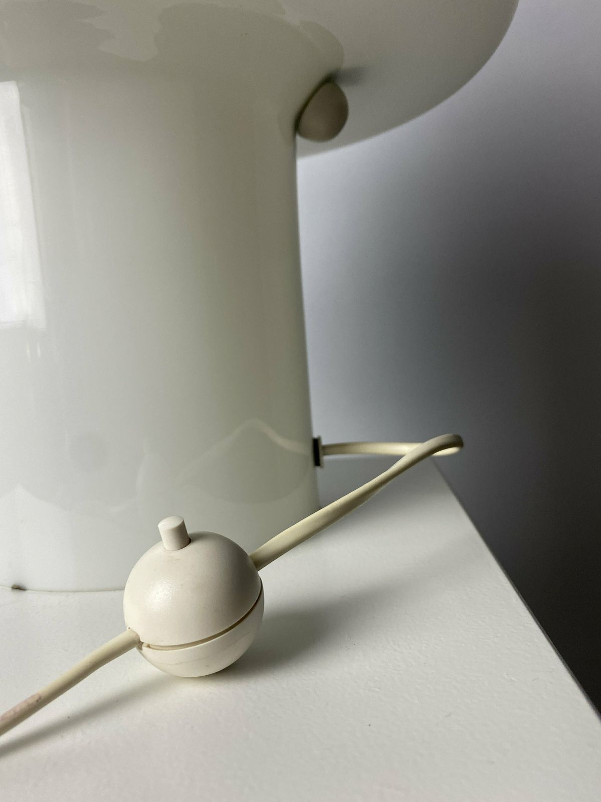 photo for sale Large Fully White Glass Peill And Putzler Mushroom Table Lamp Xl 1970
