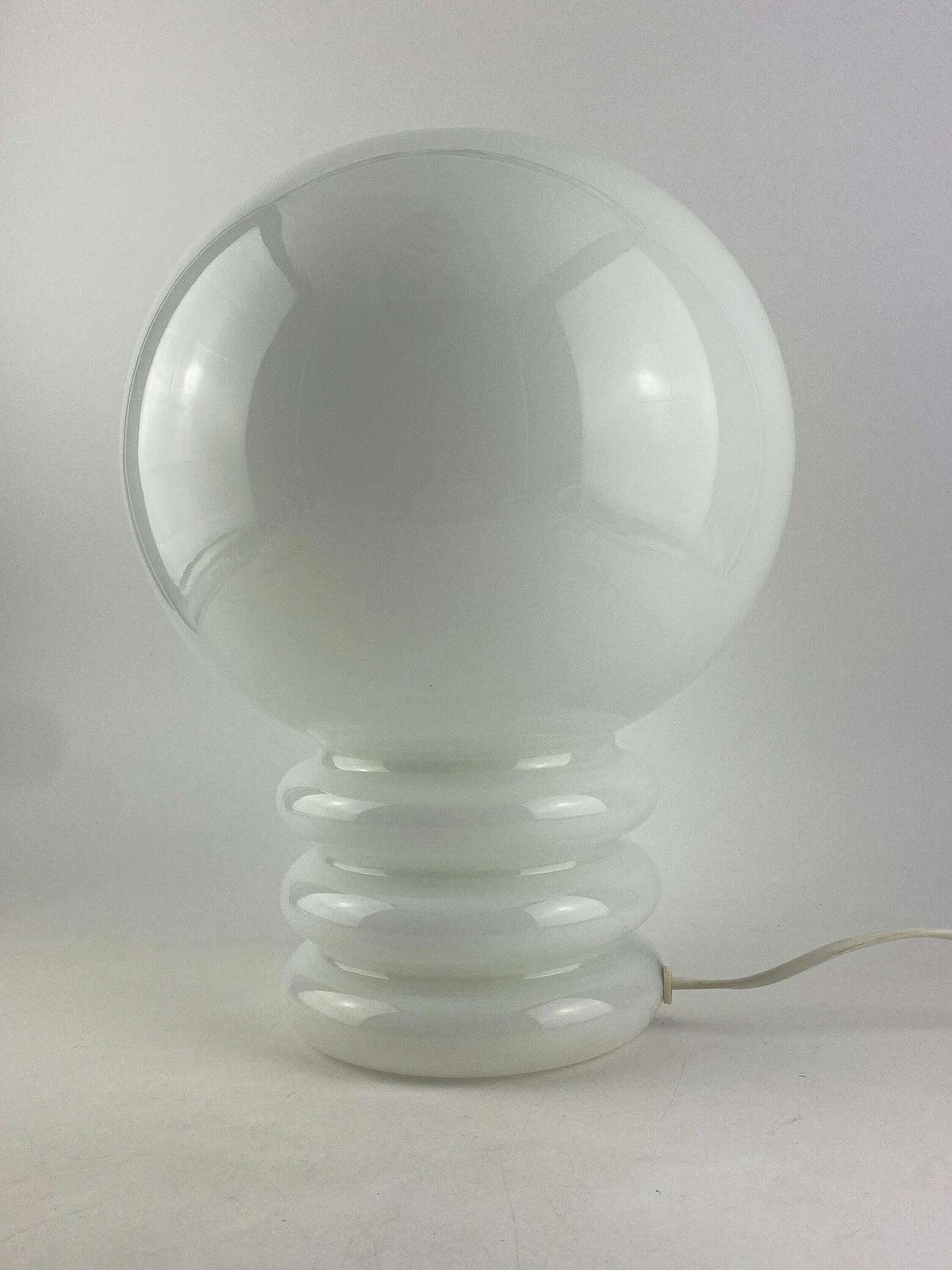 Vintage White Glass Table Lamp 'Bulb' By Glashütte Limburg 1979 photo 412.0