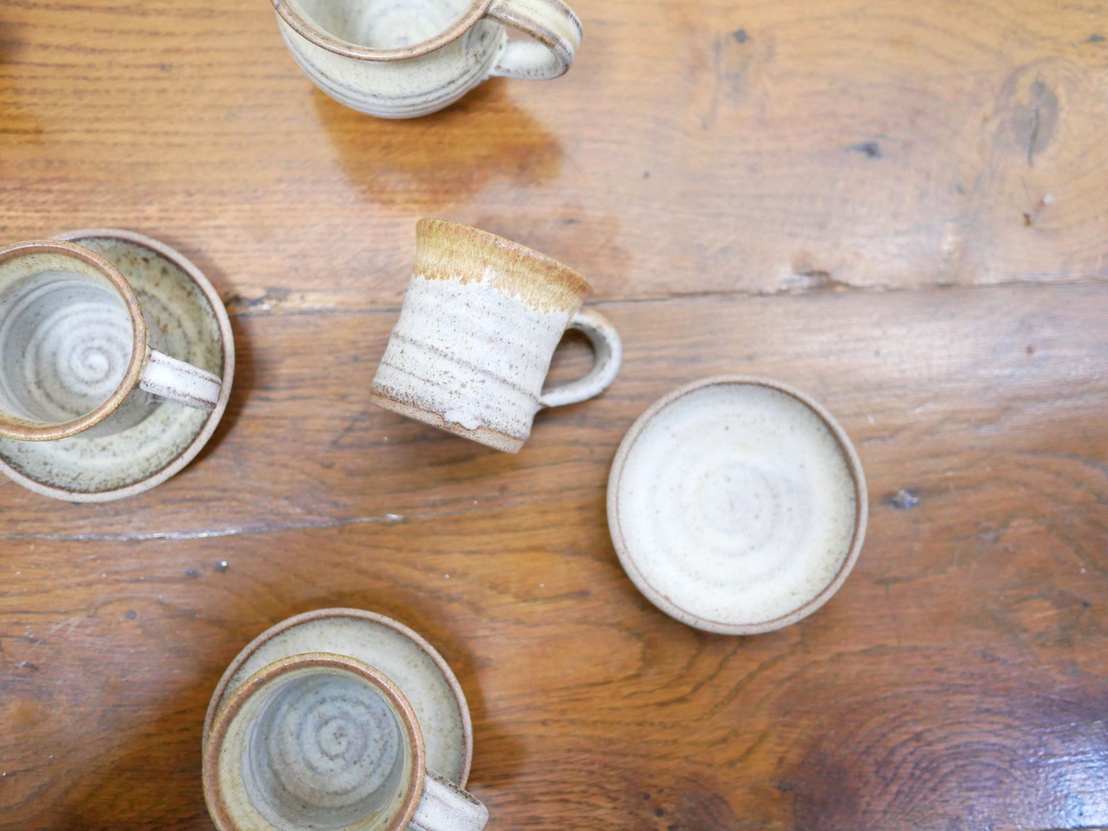 photo for sale Series Of 4 Cups And A Vintage Sandstone Milk Jug