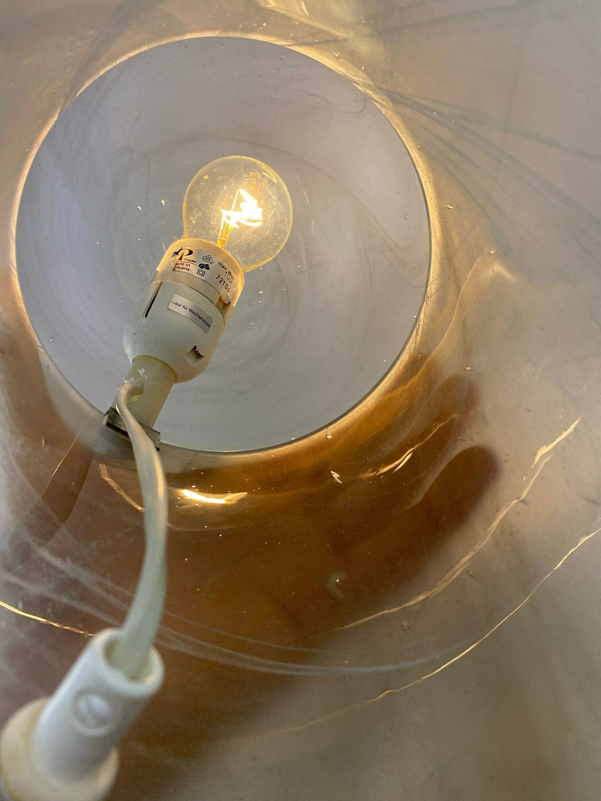 Large Clear Swirl Glass Peill And Putzler Mushroom Table Lamp Xl 1970 photo buy