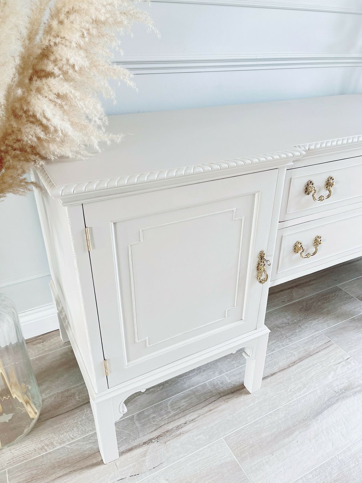 Large Professionally Painted Antique Sideboard. Farrow & Ball Elephants Breath photo vintage