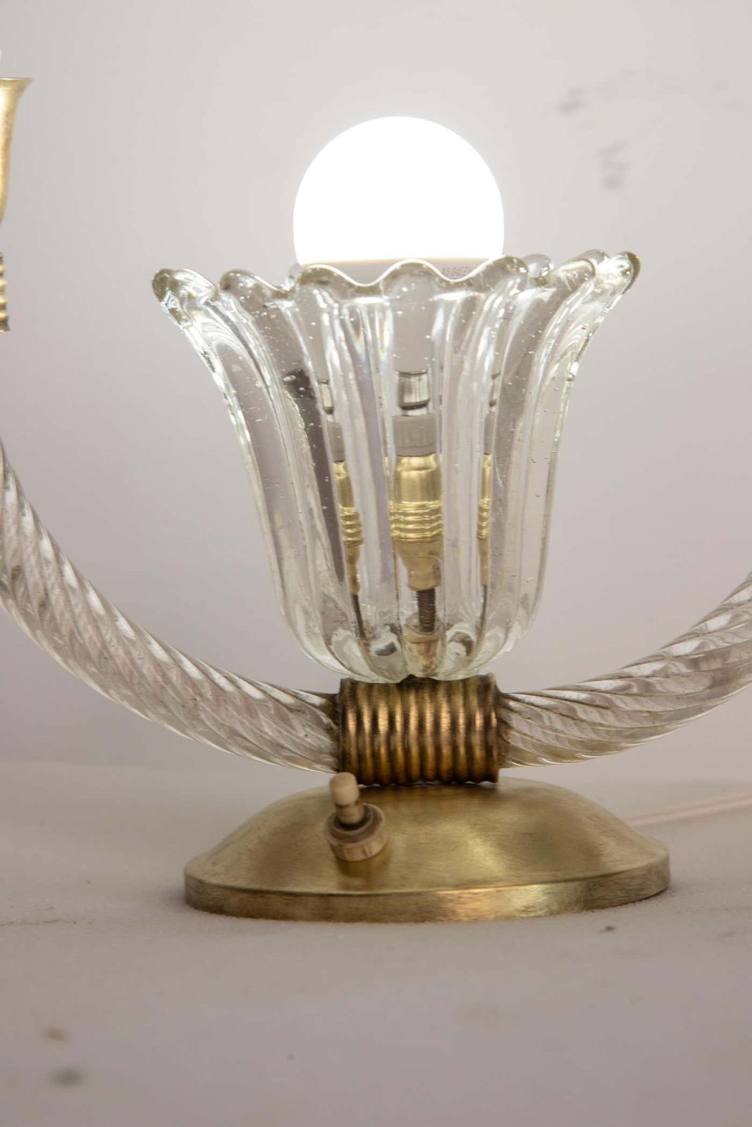 Art Decò Barovier E Toso Table Lamp Brass Murano Glass, Italy 1940 photo for sale