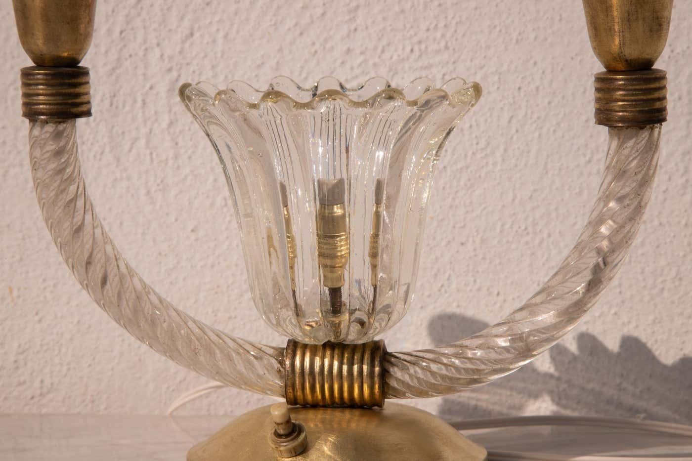 photo furniture Art Decò Barovier E Toso Table Lamp Brass Murano Glass, Italy 1940