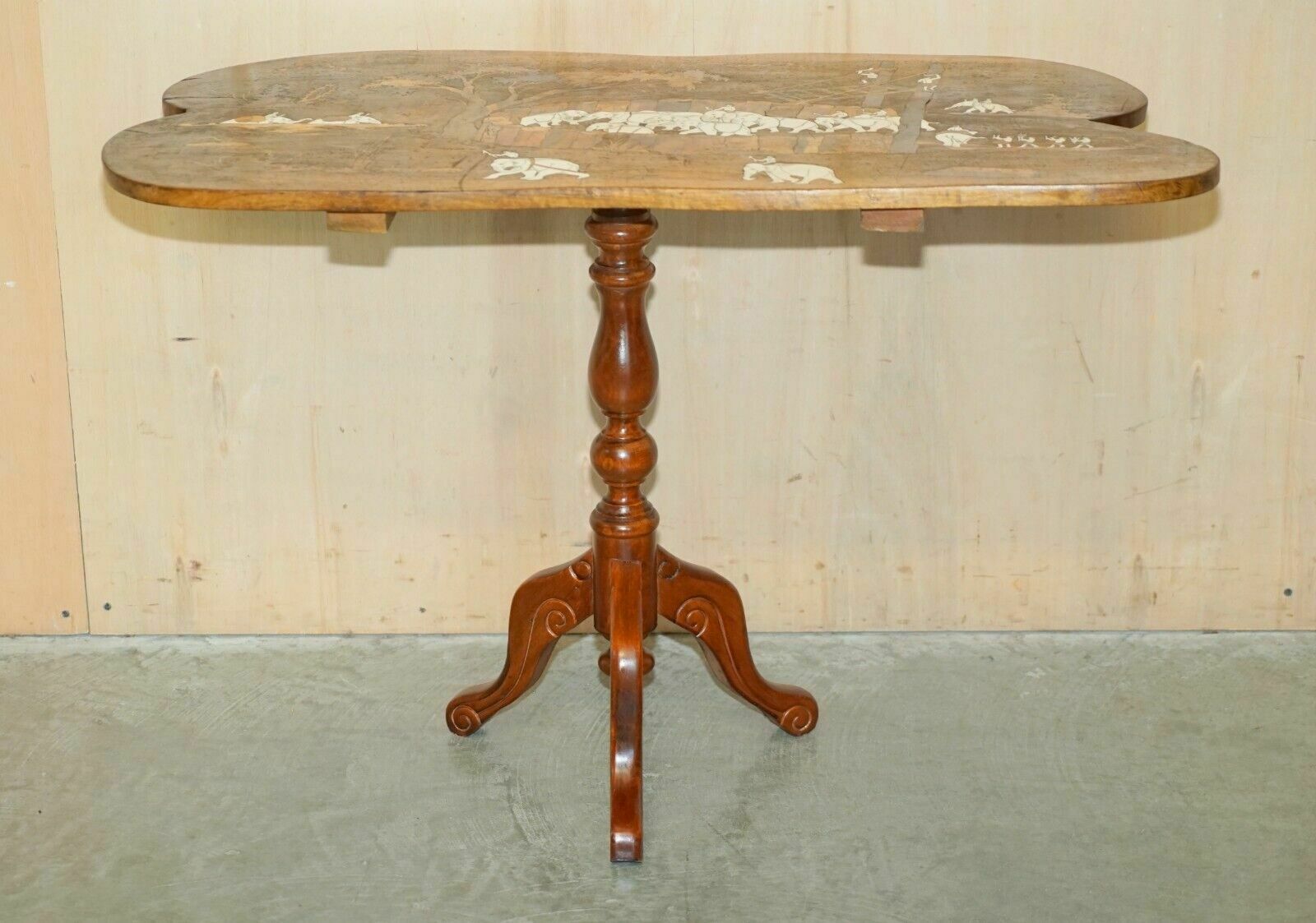 Large Antique Japanese Shibayama Inlaid Elephant Trainers Rosewood Coffee Table photo for sale