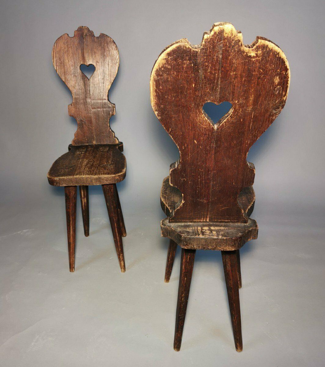 Pair Of Swiss Mountain Chairs, 1800s photo Furniture