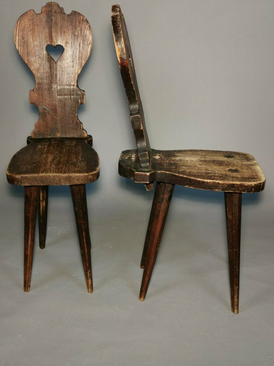 Paire de chaises de montagne suisses, XIXe siècle photo 300.0