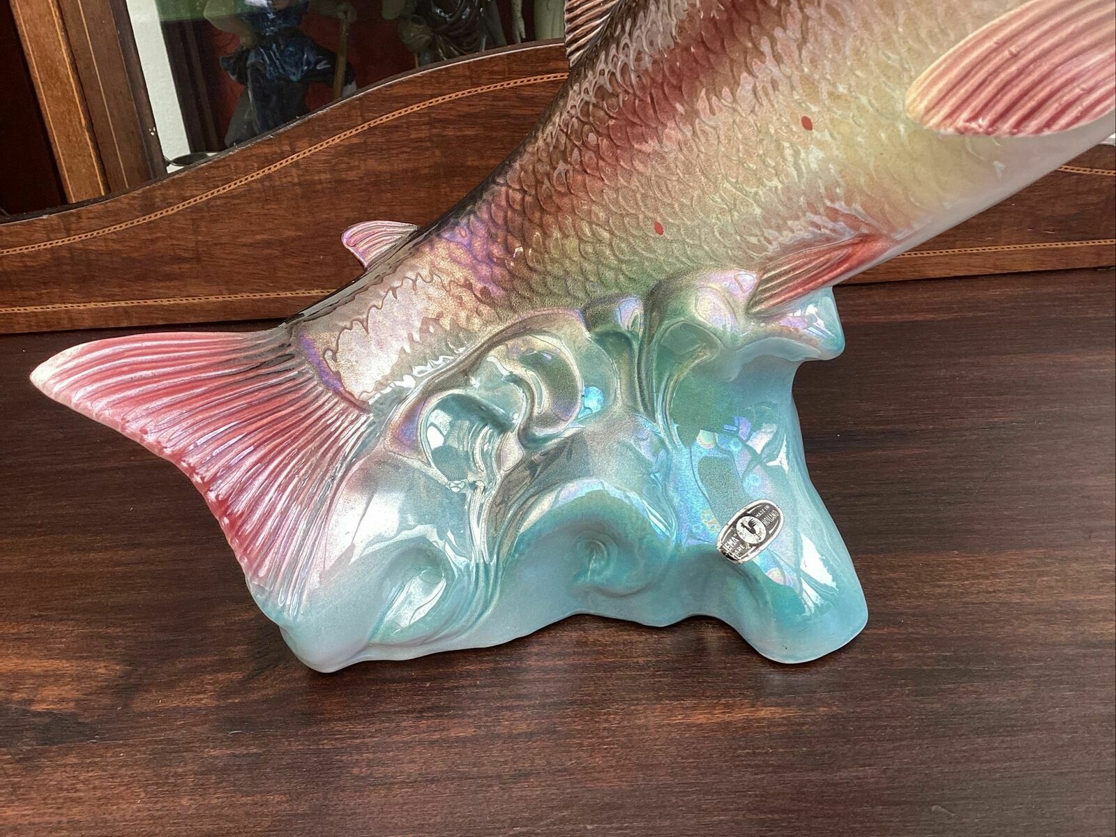Huge Jema Of Holland Vintage Rainbow Lustre Trout. 343. photo for sale
