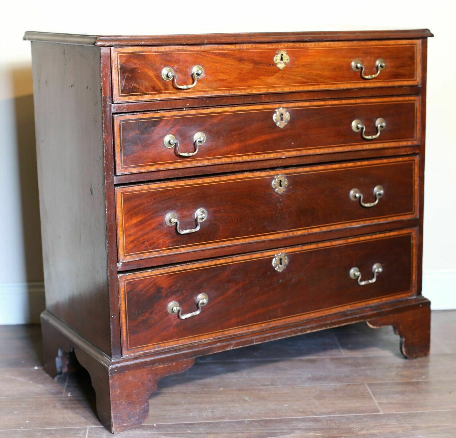 18th Century George III Mahogany Crossbanded Bachelors Chest Of Drawers photo furniture