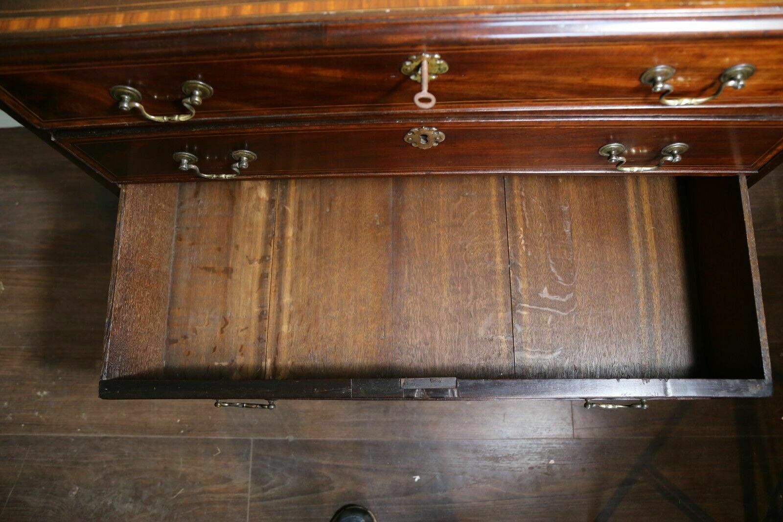 Furniture 18th Century George III Mahogany Crossbanded Bachelors Chest Of Drawers photo