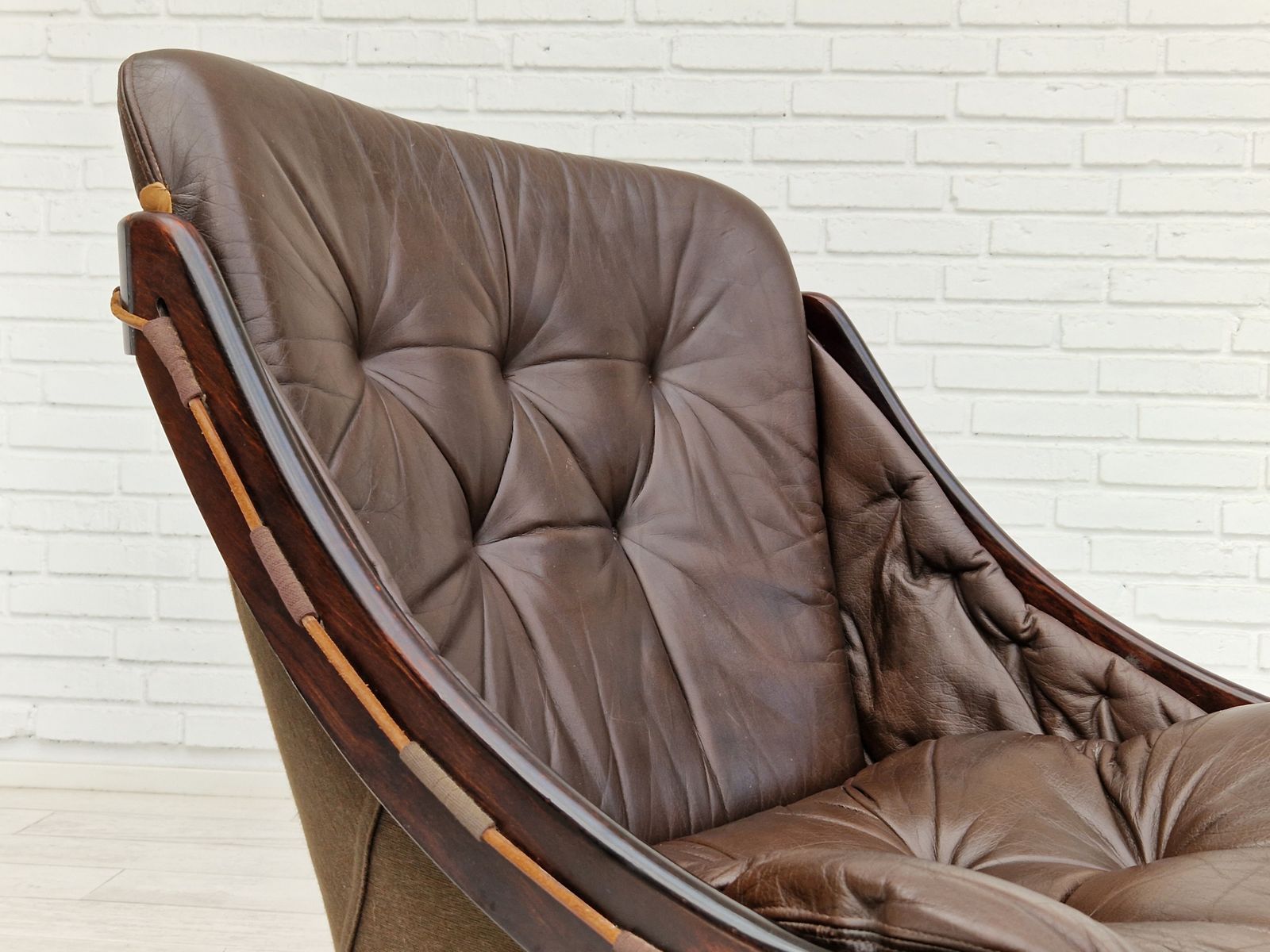 1970s, Brown Leather Pair Of Lounge Chair By Ake Fribytter For Nelo Sweden. photo vinterior