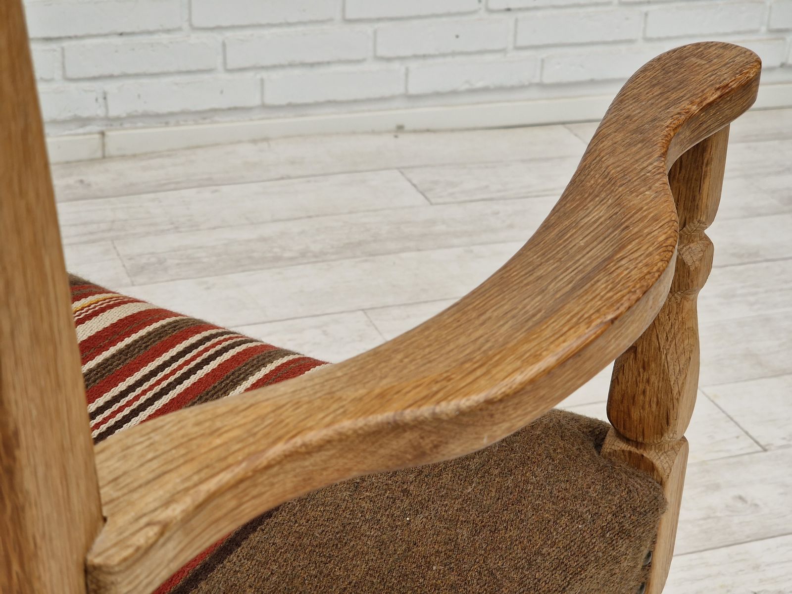 photo vinterior 1960s, Danish Design, Armchair, Oak Wood, Furniture Wool.