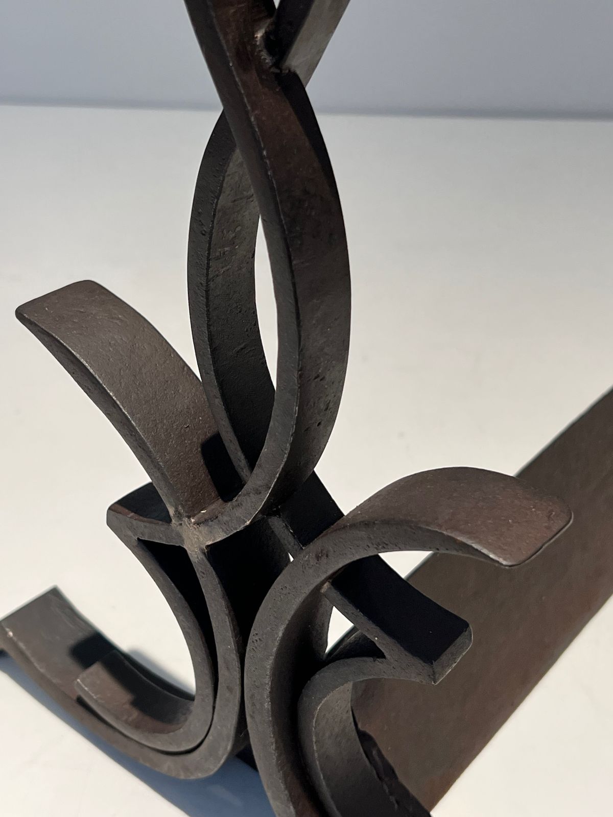 photo furniture Pair Of Wrought Iron Andirons By Raymond Subes