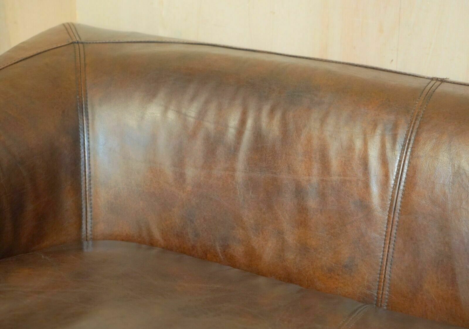Timothy Oulton Vintage Aged Brown Heritage 134cm Wide Sofa Stunning Patina photo Furniture