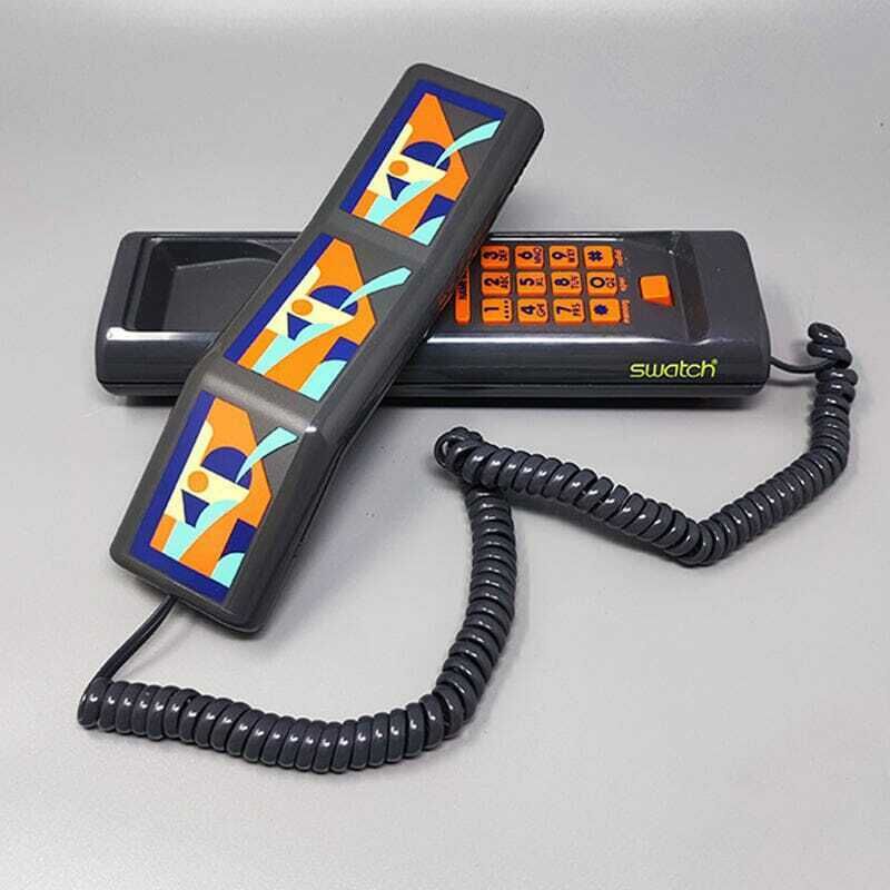 1980s Gorgeous Swatch Twin Phone "Deco" With The Original Box. Memphis Style photo vinterior