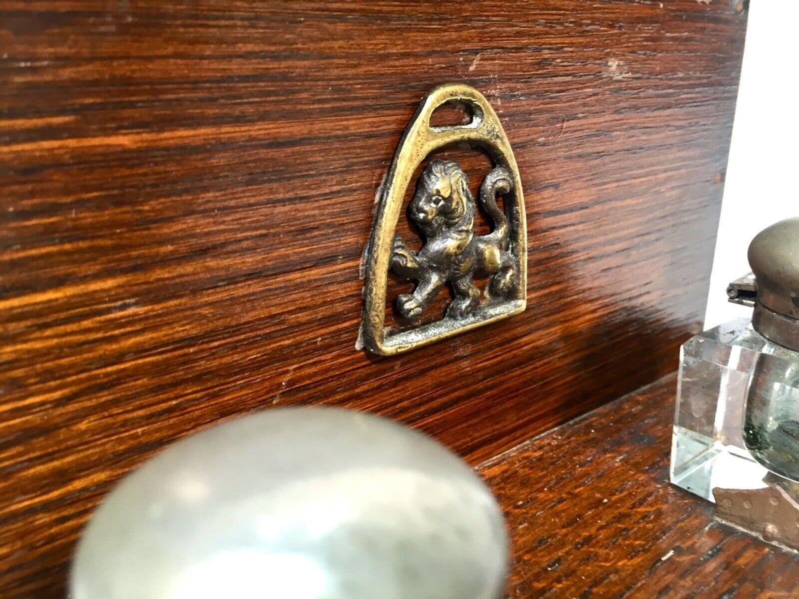 Antique Wooden Oak Stationery Box / Letter Desktop Tidy / Cabinet / Edwardian photo 145.0