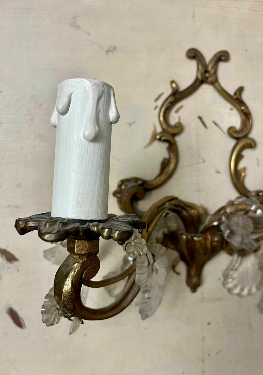 Wall Lamp Two Lights In Louis XV Style Bronze With Old Pendants photo buy