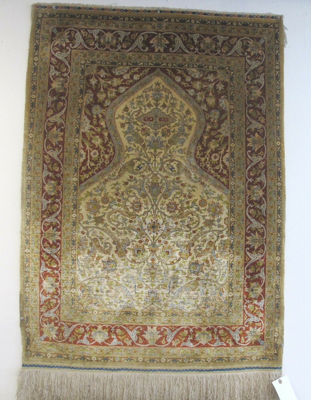 photo furniture Very Fine Silk Hereke Rug, 1970s, 1.06m X 0.79m
