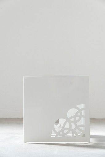 Furniture Coffee Tables In White Lacquered Iron, With Circular Laser Cut Engravings, Set Of 2, 2013s photo