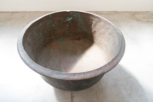 Antique Copper Cauldron With Iron Base, With Decorations, 1800s Design Period 1800s photo vinterior