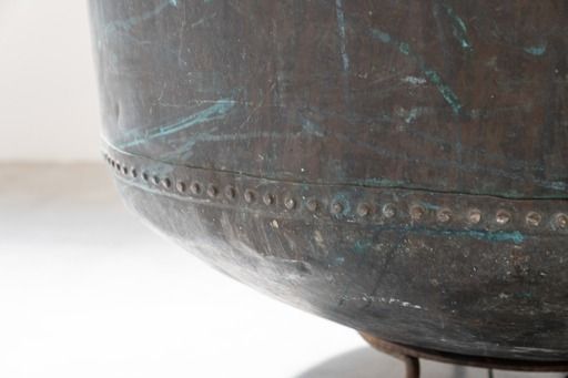 Antique Copper Cauldron With Iron Base, With Decorations, 1800s Design Period 1800s photo buy