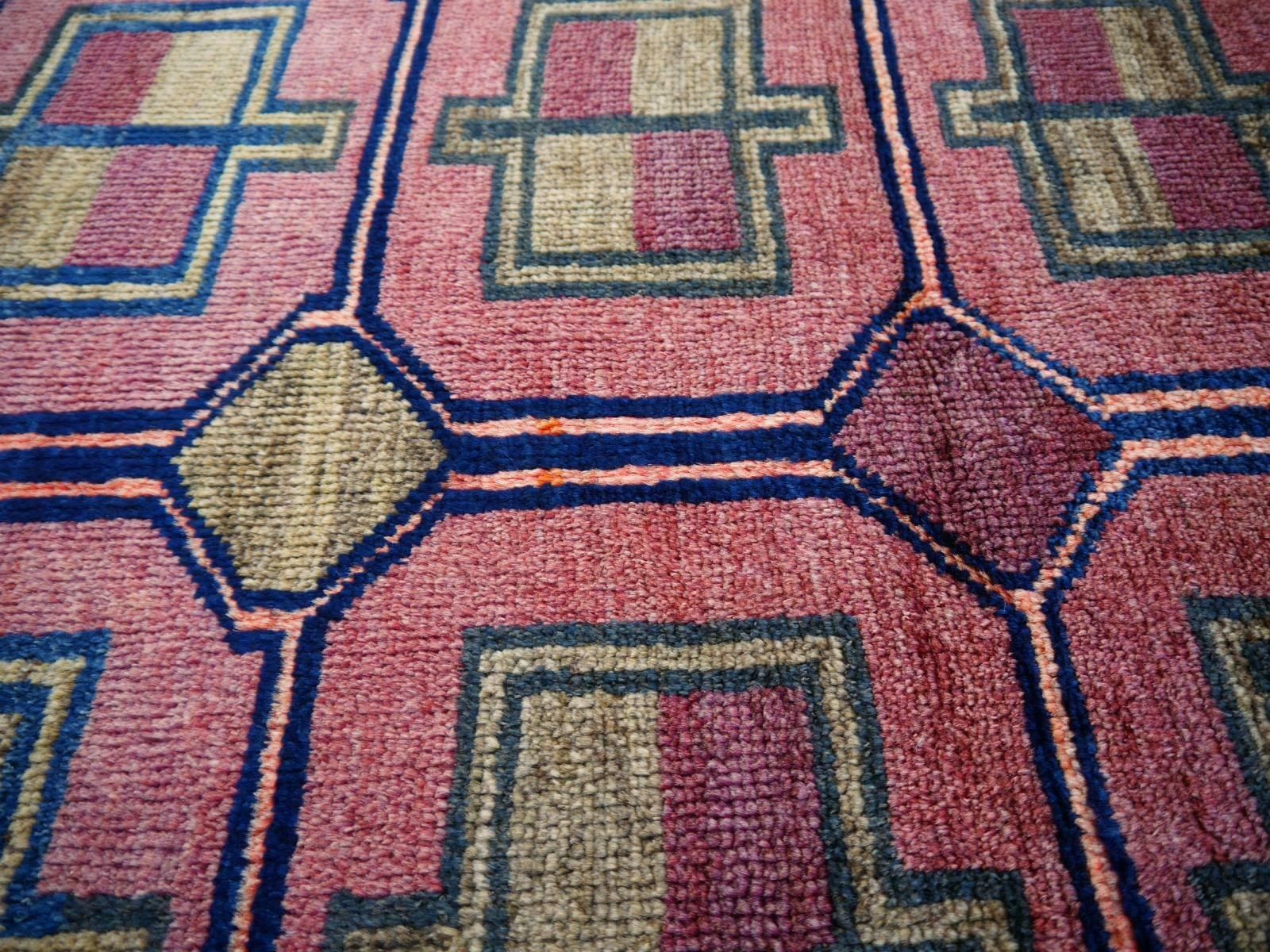 photo buy Vintage Rug Kurdish Turkish Hand Knotted Tribal Carpet Blue, Violet, Red, Green