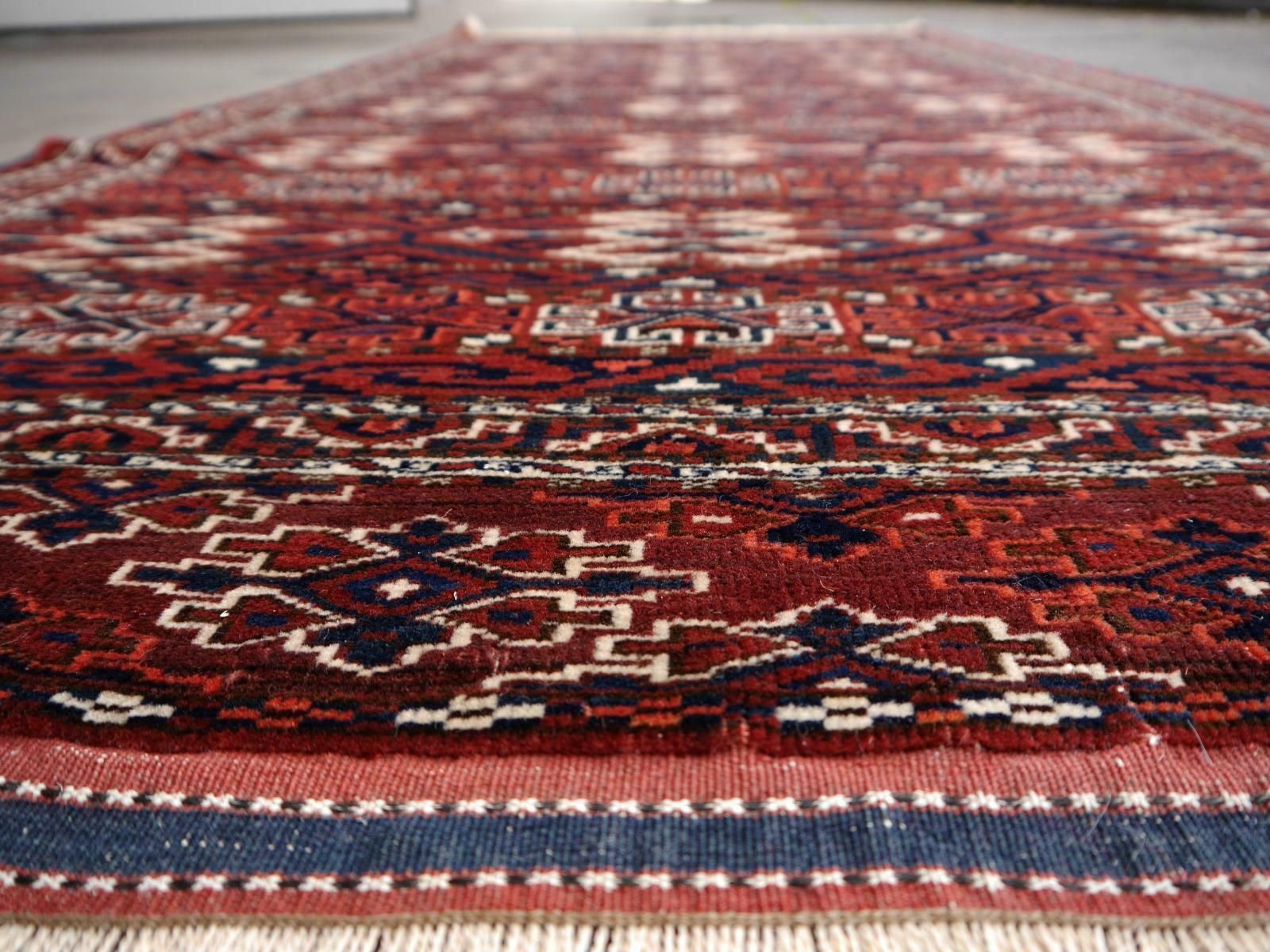Yomud Tribeal Turkmen Turkoman Antique Rug With Ram Motive Hand Knotted Carpet photo Textiles