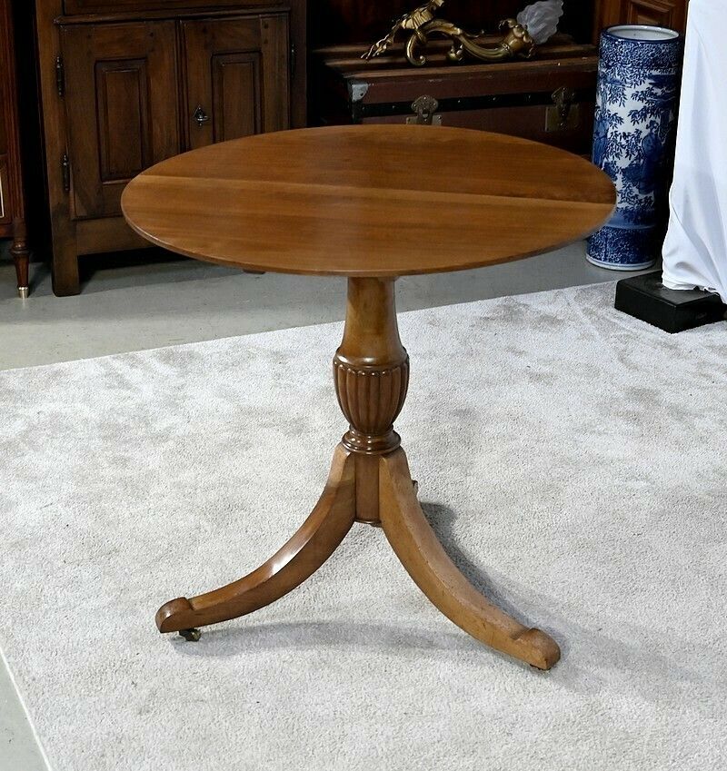 Tripod Pedestal Table In Solid Walnut, Restoration Period, Early 19th Century photo for sale