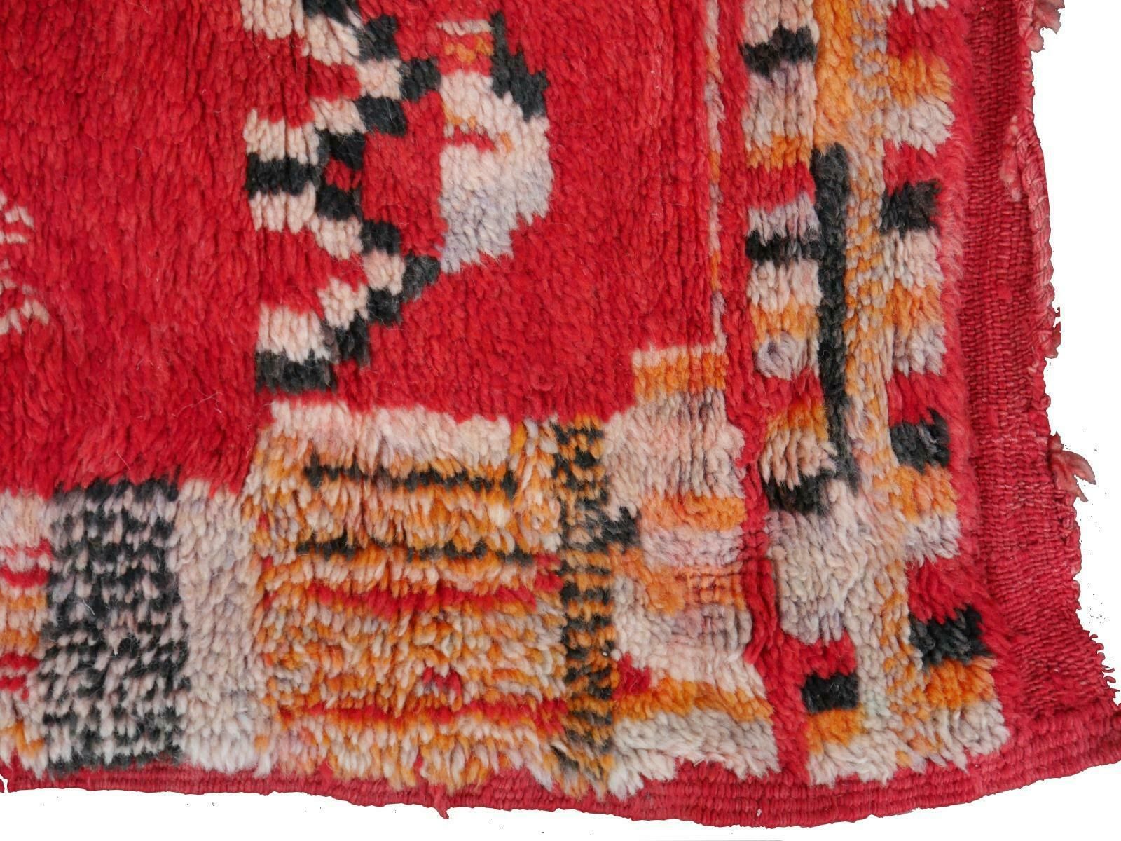 Large Red Moroccan Vintage Rug North African Tribal Design Djoharian Collection photo for sale