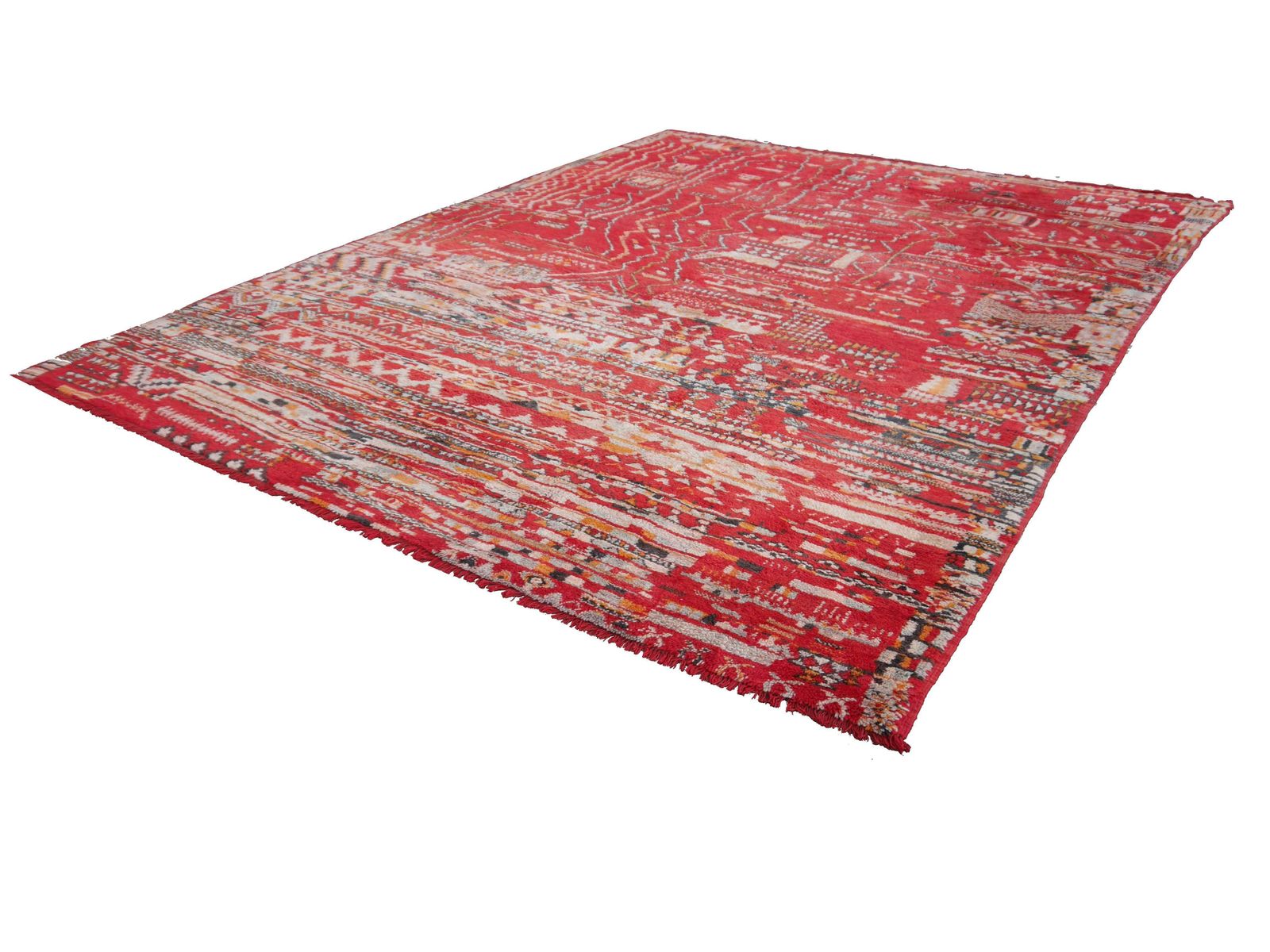 Large Red Moroccan Vintage Rug North African Tribal Design Djoharian Collection photo vinterior
