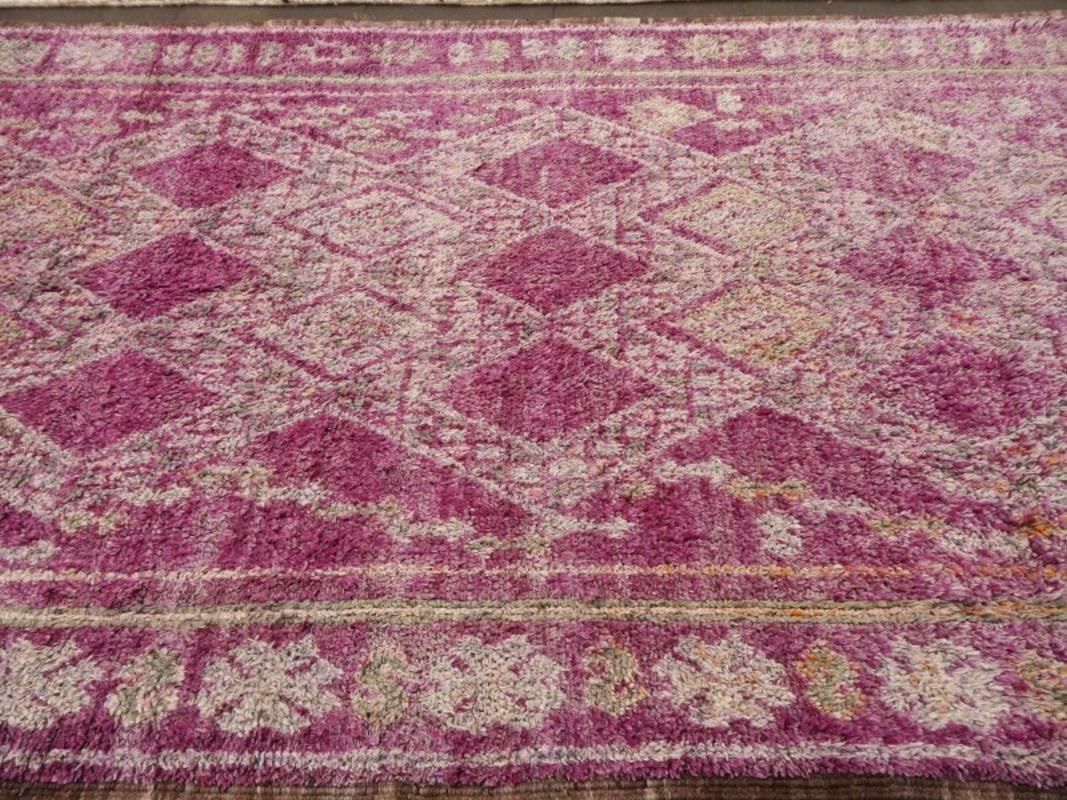 6103.0 Large Moroccan Vintage Rug Abstract Design Berber Lilac Grey Teal North African photo