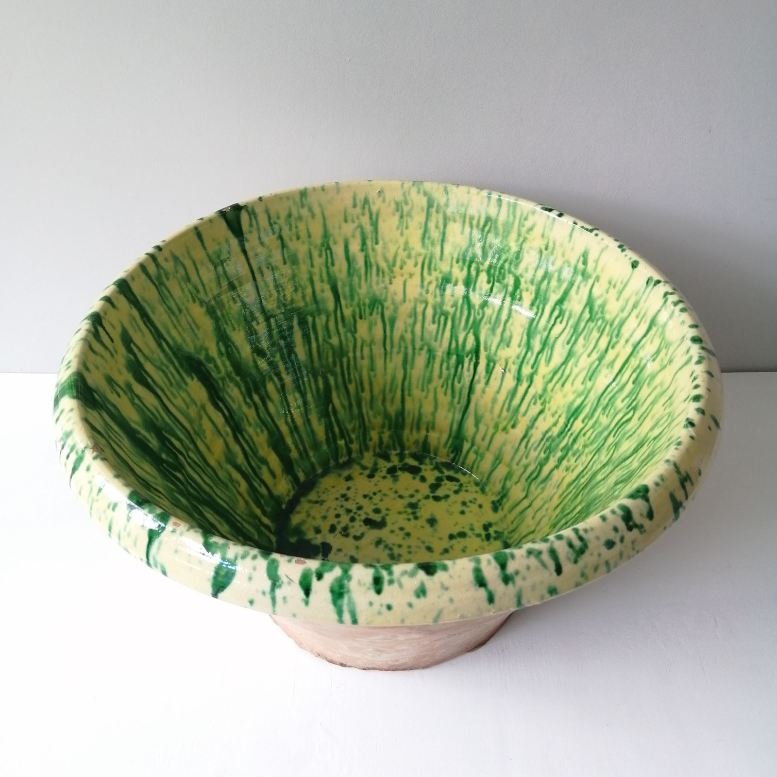 Antique Italian Passata /Dairy Bowl Drip Glaze 1900s  Puglia Italy photo Home Decor