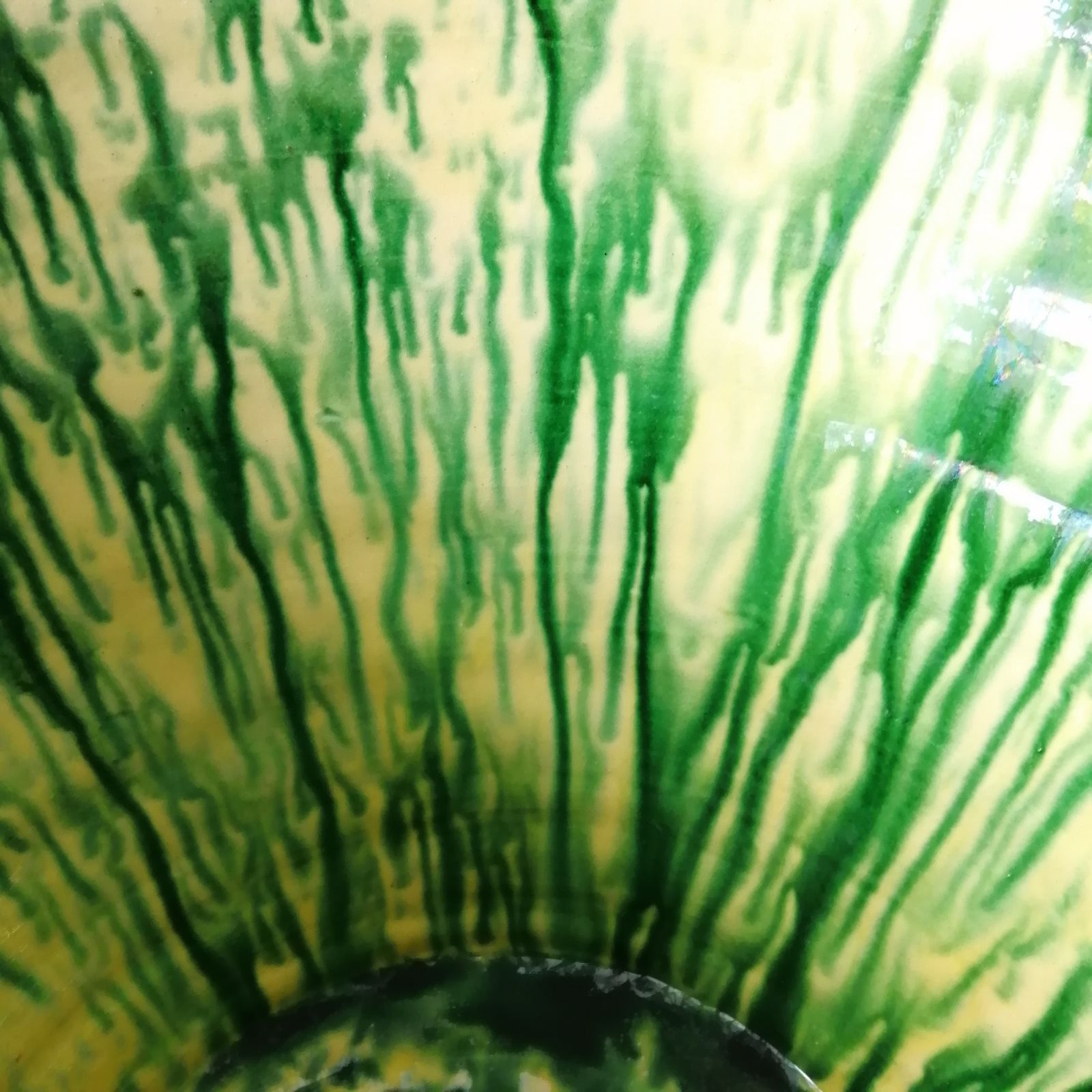 photo for sale Antique Italian Passata /Dairy Bowl Drip Glaze 1900s  Puglia Italy