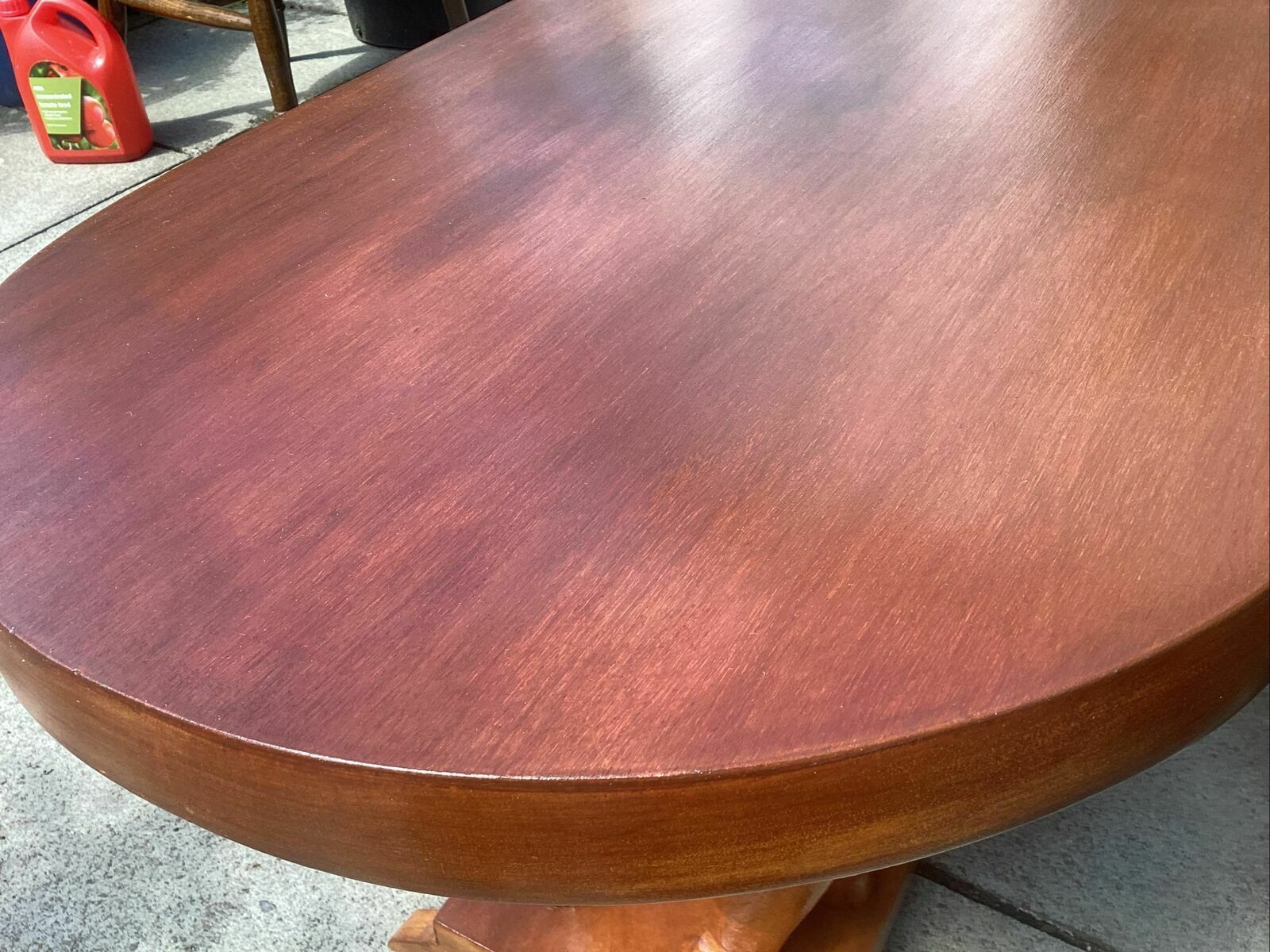 20th C. African Mahogany? Slab Table On Carved Elephant Supports Over Shelf. photo vintage