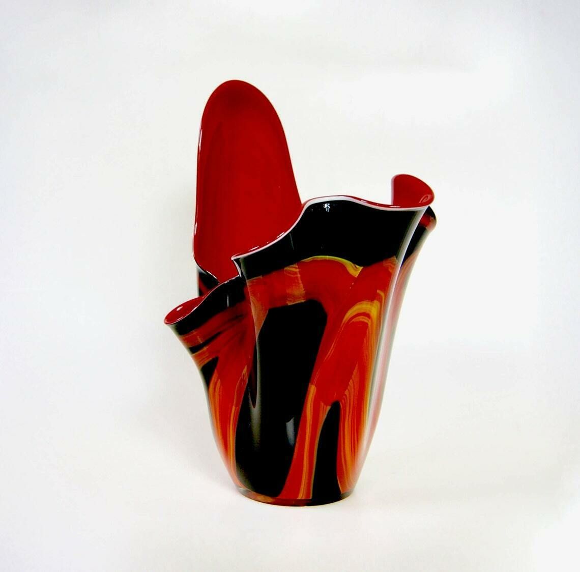 Vintage 1980s Bohemian / Czech Glass Handkerchief Vase