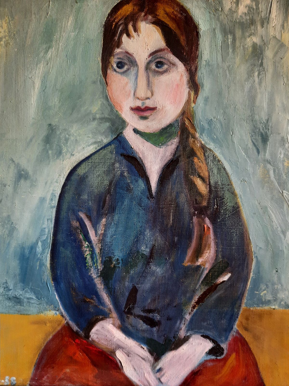 Portrait Of A Girl Signed S S And Dated 58   Oil On Canvas | Swedish Art photo furniture