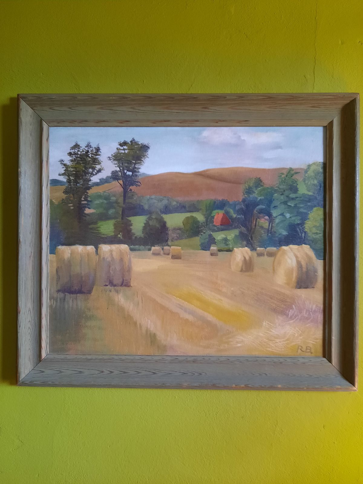 Bales In A Field By Rita Burns 1928 To 2022  Framed Oil On Board