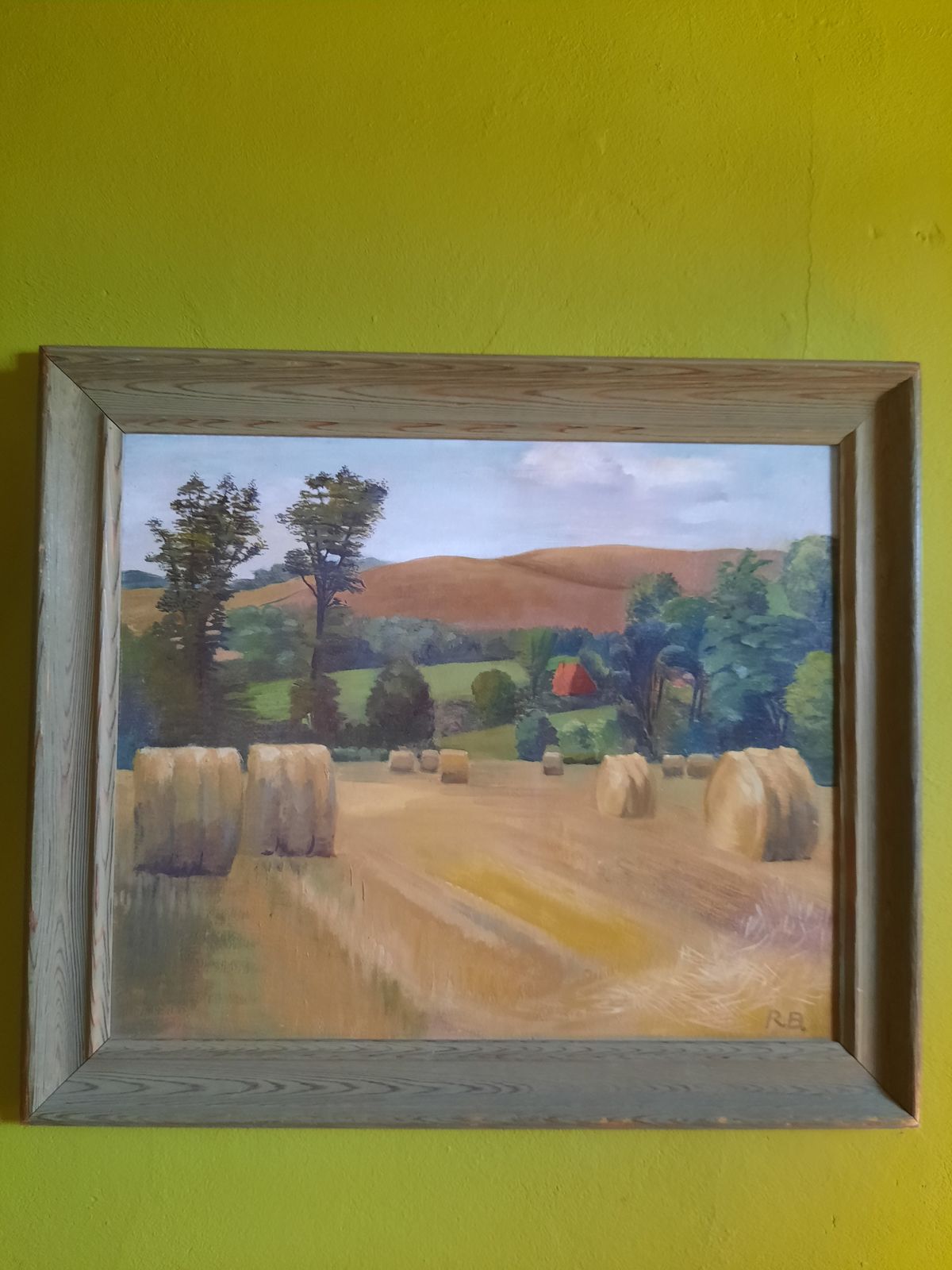 Bales In A Field By Rita Burns 1928 To 2022  Framed Oil On Board photo 385.0