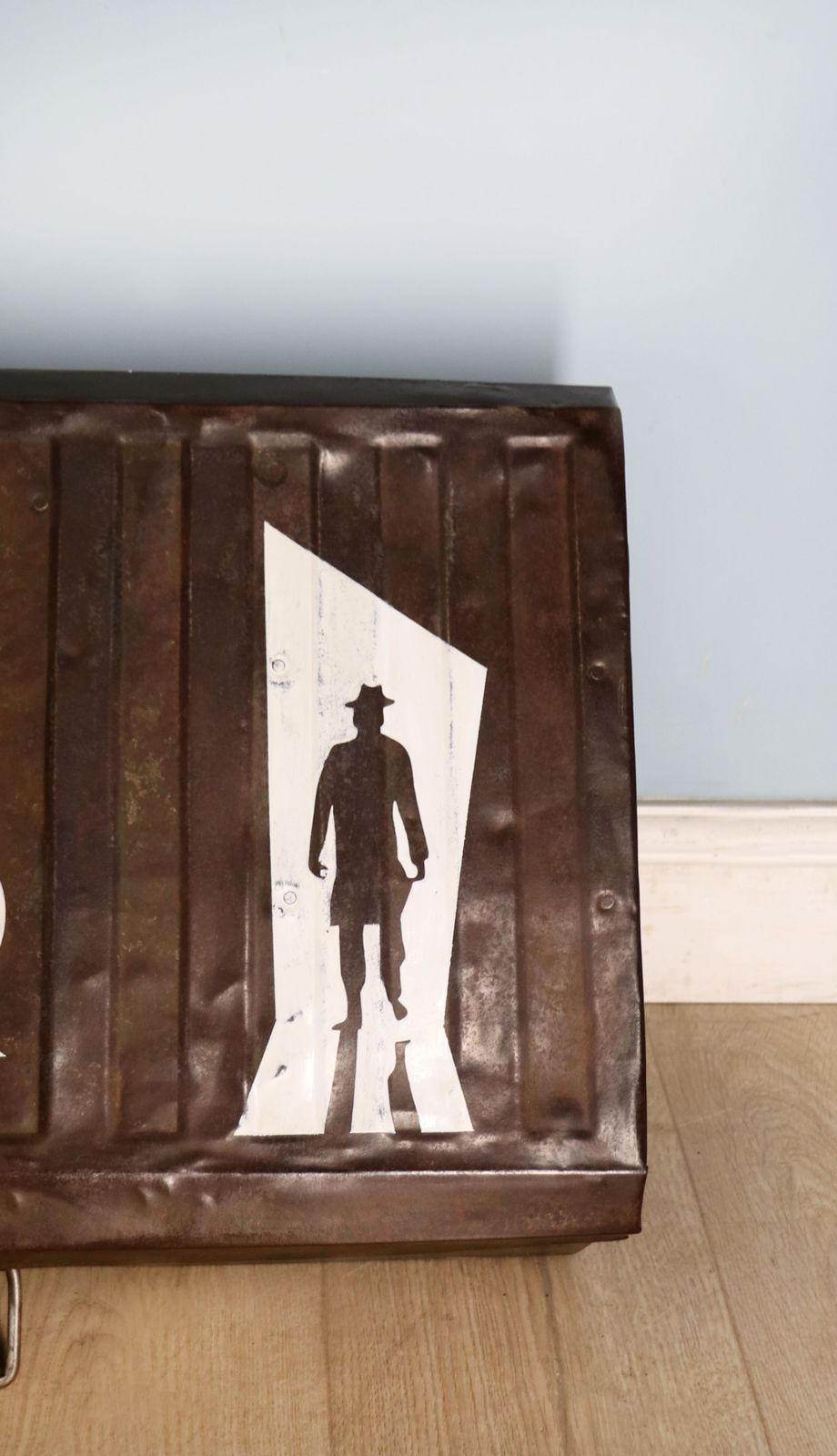 A Vintage Metal Trunk Later Sign Written For Film Noir photo vintage